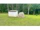 View of shed and a rock feature in the lawn at 7460 Highway 101 N, Rockmart, GA 30153
