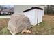 Rock decoration with shed in backyard at 7460 Highway 101 N, Rockmart, GA 30153