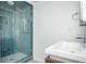 Modern bathroom with frameless glass shower and contemporary vanity at 1202 Laurel Cliff Se Dr, Smyrna, GA 30082