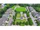 Aerial view of a park with a gazebo, green space, and surrounding neighborhood at 1839 Kent Ave, Atlanta, GA 30338