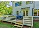 Back deck with modern patio furniture, overlooking the yard and surrounded by natural foliage at 136 Beutell St, Norcross, GA 30071
