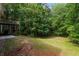 Backyard with a covered porch and lush green foliage at 1034 Sandy Ridge Rd, Mcdonough, GA 30252