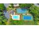 Aerial view of community pool and tennis courts for neighborhood at 915 Chipley Ct, Marietta, GA 30062
