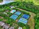 An aerial view reveals tennis courts, a pool, and lush greenery enhancing this community's appeal at 207 Harmony Lake Dr, Canton, GA 30115