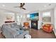 Living room features a cozy fireplace, comfortable seating, and natural light, perfect for relaxation and entertainment at 207 Harmony Lake Dr, Canton, GA 30115