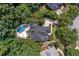 Aerial view of home featuring backyard pool and lush landscaping at 4567 Brigade Ne Ct, Roswell, GA 30075