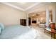 Open bedroom with a sitting area and a faux fur rug at 6110 Read Rd, Suwanee, GA 30024