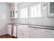 Bright kitchen featuring white cabinets, granite counters, a farmhouse sink and stainless steel appliances at 23 Clifton Se St, Atlanta, GA 30317