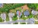 An aerial shot displaying the layout of this home, other neighborhood homes and the lush greenery at 1037 Panoramic Pte, Buford, GA 30518
