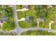 Aerial view showcasing a property with a spacious yard and mature trees in a residential neighborhood at 4129 Pepperdine Dr, Decatur, GA 30034