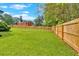 Wide backyard is enclosed with a wooden fence, perfect for pets to run around at 4129 Pepperdine Dr, Decatur, GA 30034