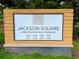 Street-side community sign for Jackson Square, a private Brookhaven neighborhood at 3147 Buford Ne Hwy # 2, Atlanta, GA 30329