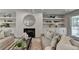 Inviting living room featuring fireplace, built-ins, and natural light at 5567 Stapleton Dr, Dunwoody, GA 30338