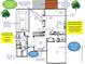 Detailed first-floor plan highlighting designer lighting, a modern kitchen, and spa-like owner's bath at 102 Avalon Ct, Canton, GA 30115
