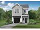 Charming two-story home with a gray and white exterior, a front yard, and an attached garage at 27 Benscot Dr, Austell, GA 30106