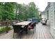 Spacious wooden back deck with dining and lounging, perfect for outdoor living and entertaining at 310 Hillpine Dr, Woodstock, GA 30189
