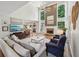 Bright living room with a fireplace, soaring ceilings, large windows, hardwood floors and stylish decor at 1225 Elk Ridge Cv, Alpharetta, GA 30005