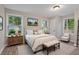 Main bedroom with multiple windows, wood floors, and a decorative ceiling at 306 Birch St, Canton, GA 30114