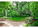 Idyllic backyard featuring a round lawn, stone path, mulch groundcover and lush landscaping, offering a peaceful outdoor escape at 2639 Acorn Ne Ave, Atlanta, GA 30305