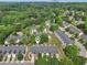 Overhead aerial shot of the neighborhood, showcasing tree coverage, roads, and community at 7077 Biltmore Trce, Lithonia, GA 30058
