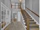 Foyer with staircase, tiled floor, and French doors at 9480 Coleman Rd, Roswell, GA 30075