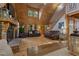 Cozy living room with a stone fireplace, wood floors, vaulted ceilings, and comfortable seating area at 6605 Old White Mill Rd, Fairburn, GA 30213