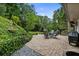 Charming brick patio with a dining set and a view of the lush garden at 1053 Crane Ne Rd, Atlanta, GA 30324