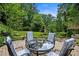 Brick patio features an outdoor dining area and overlooks the landscaped backyard at 1053 Crane Ne Rd, Atlanta, GA 30324