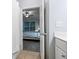 This ensuite bathroom opens up from a door into a well lit bedroom with carpet at 1850 Cotillion Dr # 3215, Atlanta, GA 30338