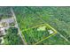 Aerial view of the property featuring a home, pool, and tree line, surrounded by lush forest at 2864 Winder Hwy, Dacula, GA 30019