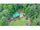 Detailed aerial view featuring a home with in-ground pool, and garden at 2864 Winder Hwy, Dacula, GA 30019