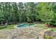 Secluded backyard pool area surrounded by lush landscaping and fencing, offering privacy and relaxation at 2864 Winder Hwy, Dacula, GA 30019