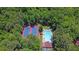 Aerial view of the neighborhood amenities including pool and tennis courts at 4002 Laurel Bend Dr, Snellville, GA 30039