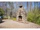 Outdoor stone fireplace on a brick patio, creating a cozy and inviting gathering spot at 65 Deer Run Ln, Mcdonough, GA 30252