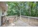 Wooden deck with wooden railing provides a view of a wooded backyard at 155 S South Meadowcliff Cir, Carrollton, GA 30116