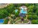 Overhead image of neighborhood pool, clubhouse, tennis court and landscaping at 178 Sunshower Rdg, Canton, GA 30114