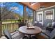 Covered patio with outdoor dining set overlooking manicured backyard at 958 Austin Ne Ave, Atlanta, GA 30307