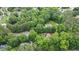 Expansive aerial view of a private, wooded property with a home nestled amongst mature trees and lush landscaping at 2482 Windchase Dr, Buford, GA 30518