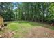 Expansive backyard showcasing green grass and mature trees providing shade and privacy at 2482 Windchase Dr, Buford, GA 30518
