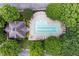 Aerial shot of swimming pool surrounded by greenery at 1973 Cobblestone Cir, Brookhaven, GA 30319