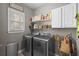 Convenient laundry room featuring modern washer and dryer units and ample storage at 4840 Spring Park Cir, Suwanee, GA 30024