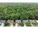 Aerial view of suburban homes surrounded by lush green trees and wooded area creating a serene natural backdrop at 7059 Hunters Rdg, Woodstock, GA 30189
