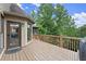 Outdoor deck features wood flooring, neutral siding, and views of the surrounding nature at 7059 Hunters Rdg, Woodstock, GA 30189