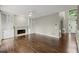 Cozy living room with a fireplace, built-ins, and recessed lighting at 7059 Hunters Rdg, Woodstock, GA 30189