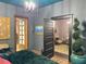Stylish bedroom with eclectic decor, statement lighting and unique design at 23 Gould Se St, Atlanta, GA 30315