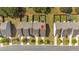 Aerial shot of townhomes, showing roof lines, driveways, and landscaping at 635 Oakside Pl, Acworth, GA 30102