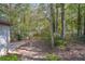 Backyard showing a mix of trees, shrubs, and a small patch of gravel at 12 Woodland St, Dallas, GA 30157