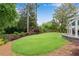 Beautifully maintained backyard features lush green lawn and mature landscaping for privacy and enjoyment at 2500 Madison Commons, Atlanta, GA 30360