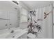 Bathroom featuring a single vanity with a patterned shower curtain at 2500 Madison Commons, Atlanta, GA 30360