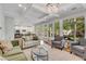 Spacious living room adjacent to kitchen with backyard views through large windows at 2500 Madison Commons, Atlanta, GA 30360